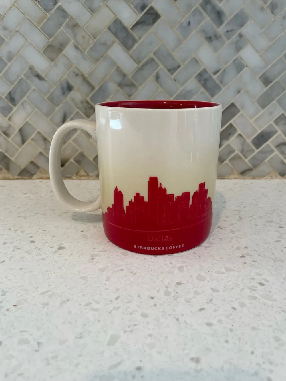 Starbucks Coffee Dallas Coffee Mug 2011 Red Collectible 16oz Cup Trolley Car